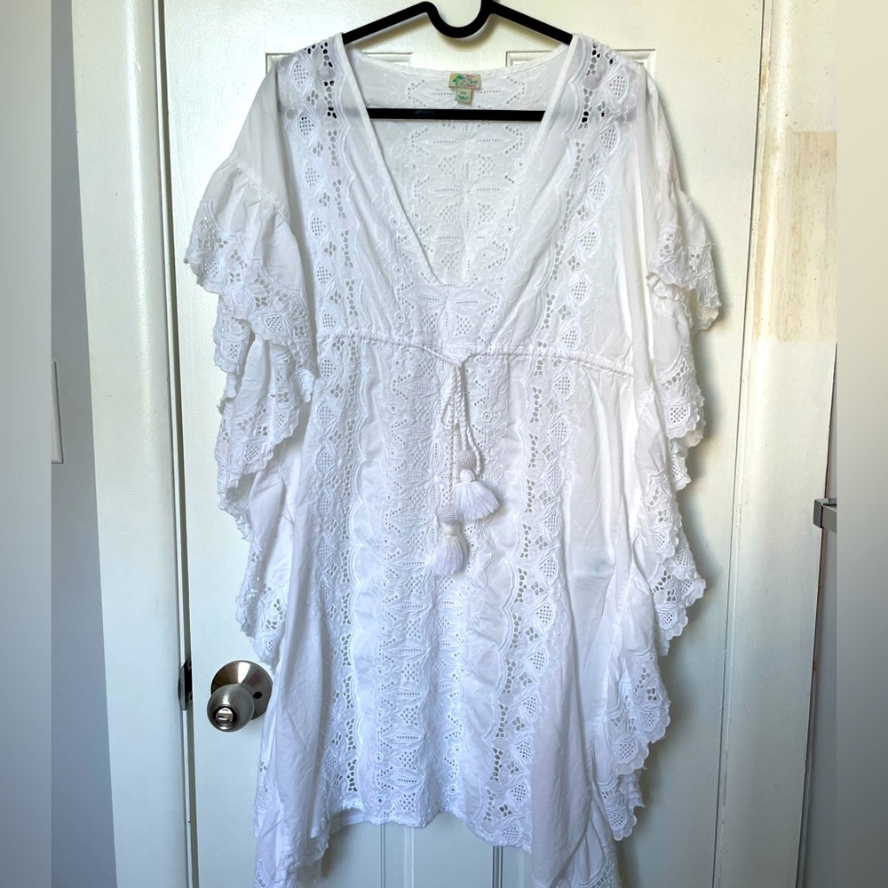 J. Crew beachwear white lace coverup tunic